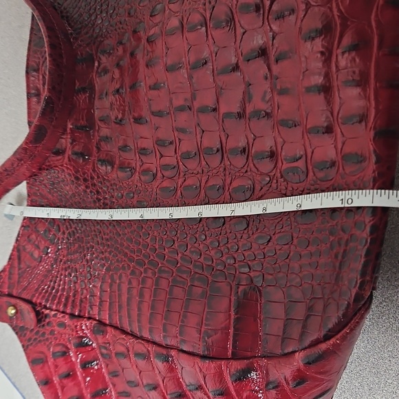 Brahmin Red Crocodile-Embossed Shoulder Bag